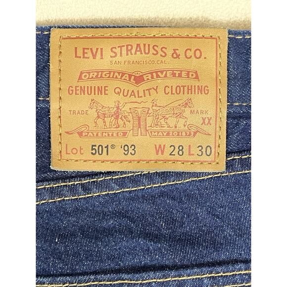 Levis 501 93 Jeans Mens‎ 28x30 Blue Straight Leg Relaxed Fit Dark Wash Mid Rise - Picture 5 of 16